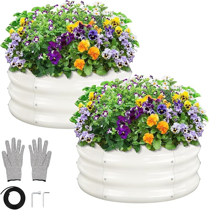 GreatBuddy 2x2x1 ft Round Galvanized Raised Garden Bed, Easy-Assembly Raised Bed by GreatBuddy