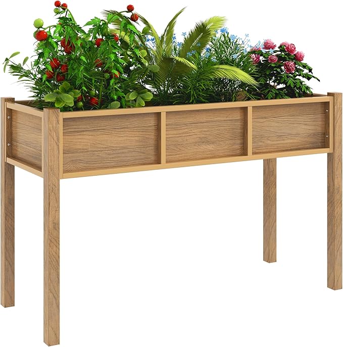 YITAHOME 48x18x30in Raised Garden Bed, Weather Resistant Poly Lumber Planter Box by YITAHOME