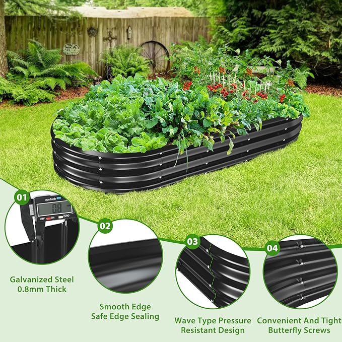 Oval Galvanized Planter Box, Metal Raised Garden Bed - Image 4