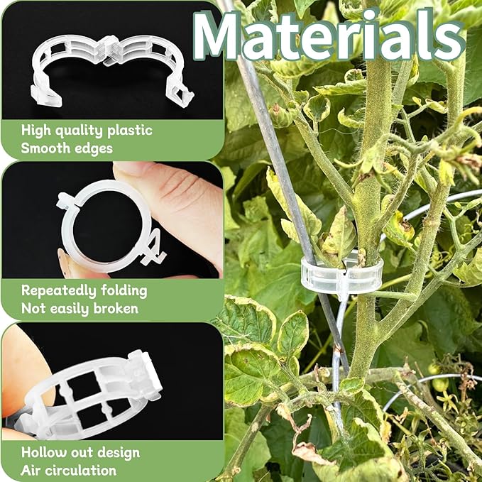 OJYUDD 200 Pcs White Plant Support Garden Clips, Secured Plastic Plant Clip - Image 3