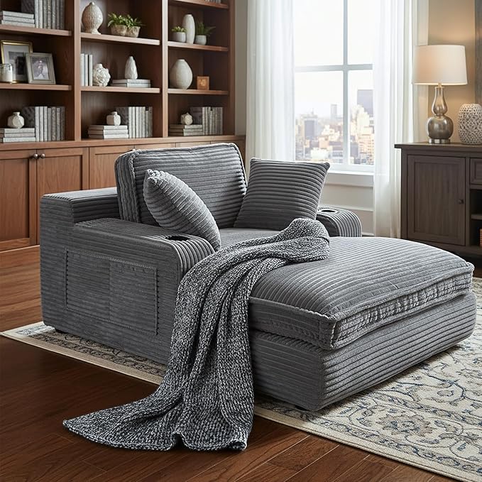 67" Oversized Chaise Lounge Chair Indoor, Soft Boneless Cloud Couch - Image 3