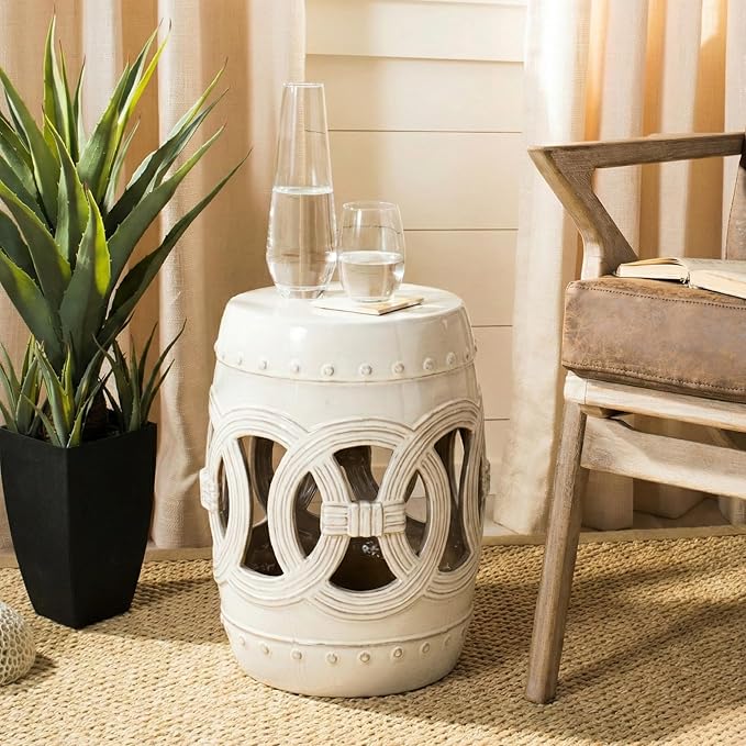 SAFAVIEH Home Collection Double Coin Cream Ceramic Indoor/ Outdoor Decorative - Image 2