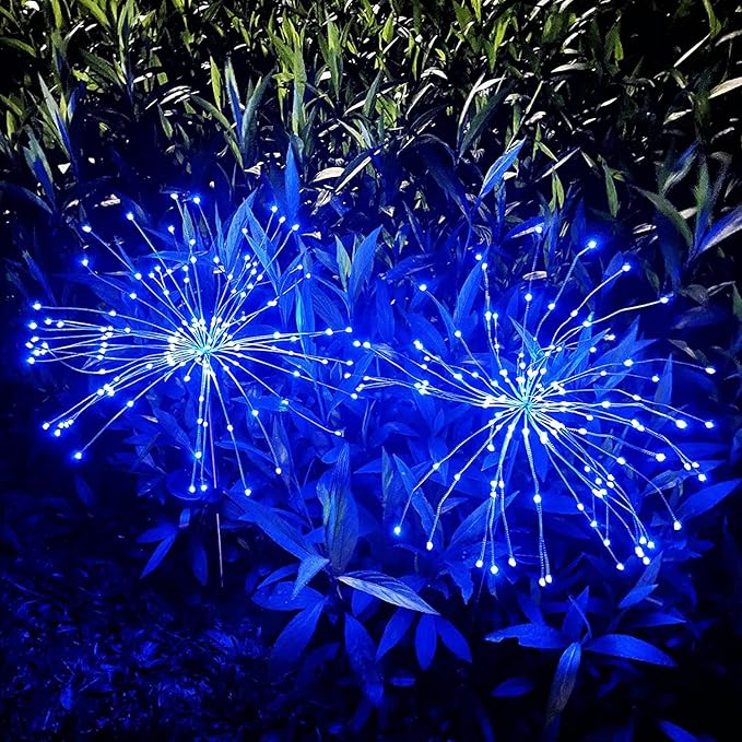 JJGoo Solar Firework Lights, 2 Pack 150 LEDs 2 Lighting Modes Solar Lights - Image 3