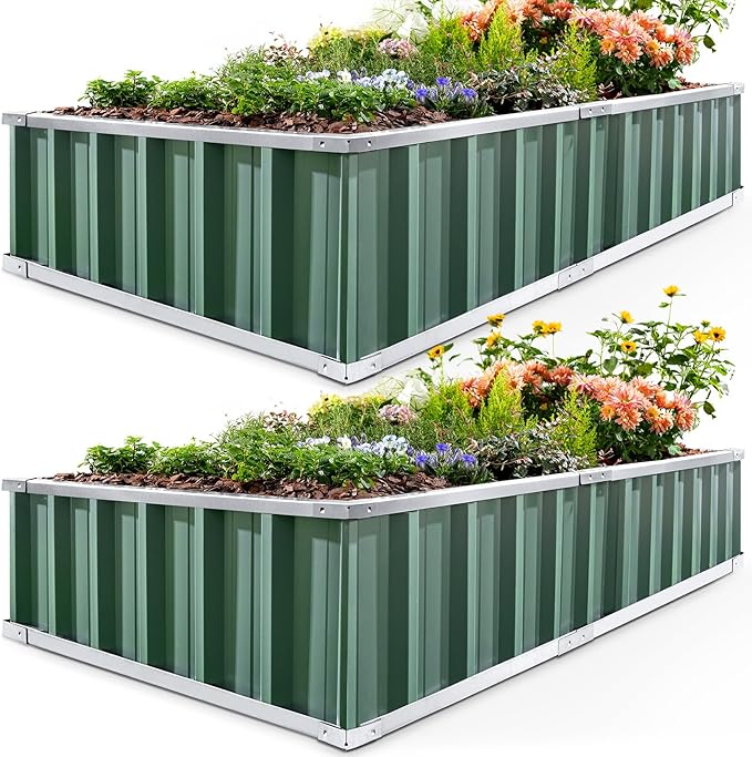 KING BIRD Raised Garden Bed 68" x 36" x 12" Galvanized Steel Metal Outdoor by KINGBIRD