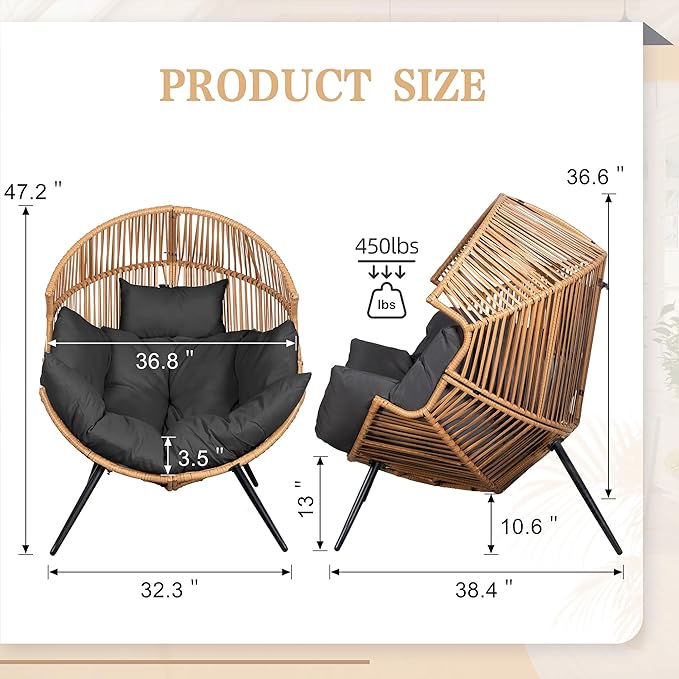 Vongrasig Wicker Egg Chair PE Rattan Chair - Image 2