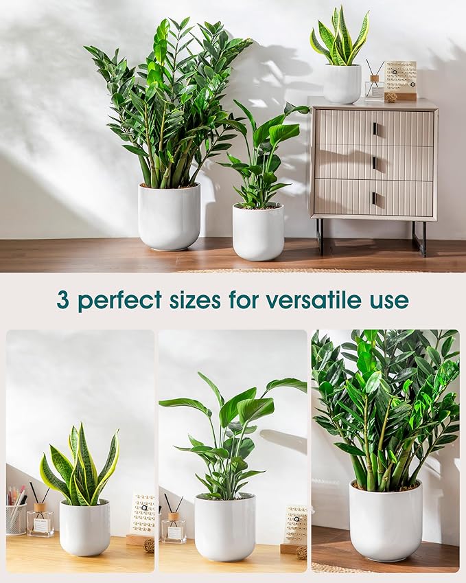 vancasso 6+8+10 inches Ceramic Plant Pots, Planters - Image 5