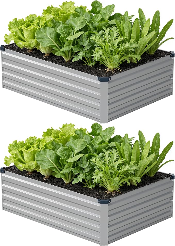 4x3x1 ft Galvanized Raised Garden Bed, Outdoor Planter Box Metal Patio Kit by Zunatu