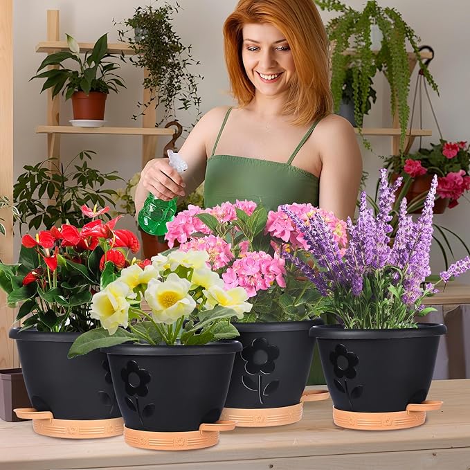 Plant Pots 10 Inch Set of 4, Self Watering Pots - Image 5