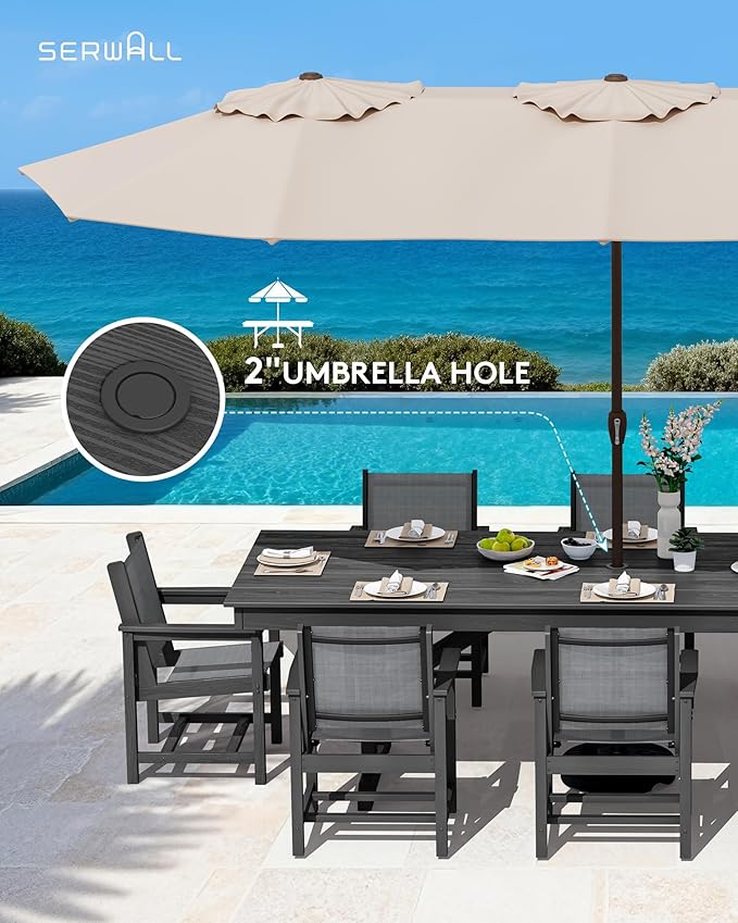 SERWALL 9 Piece Outdoor Dining Set - Image 5