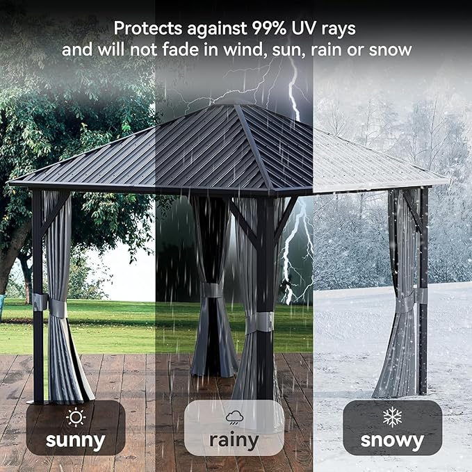 Aoxun Hardtop Gazebo 10x10, Aluminum Frame Canopy - Image 8