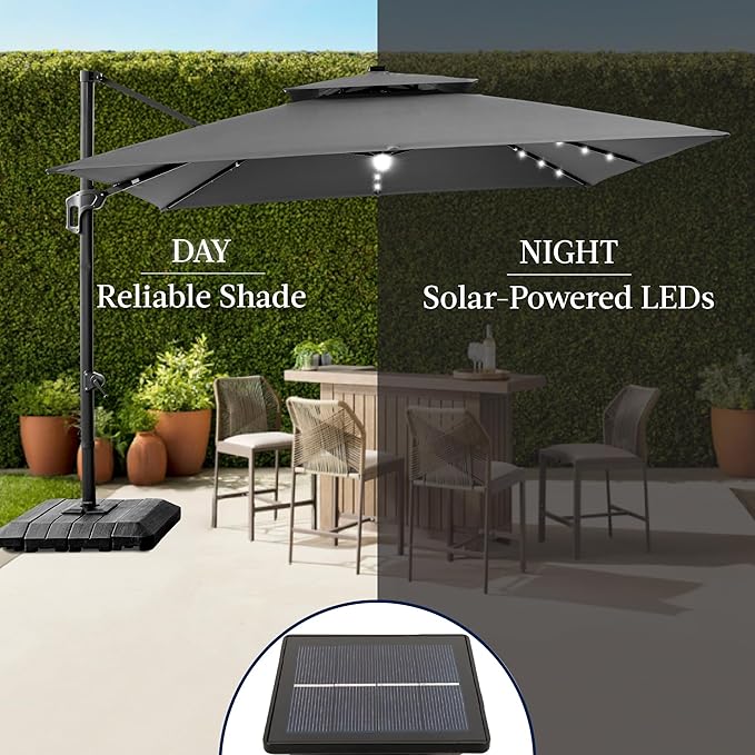Best Choice Products 12x12ft LED Cantilever Patio Umbrella w/Base Included & - Image 6
