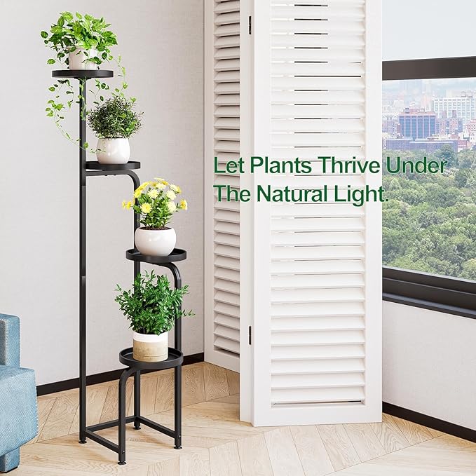 Plant Stand Indoor Outdoor 4 Tier Metal Plant Shelf - Image 6