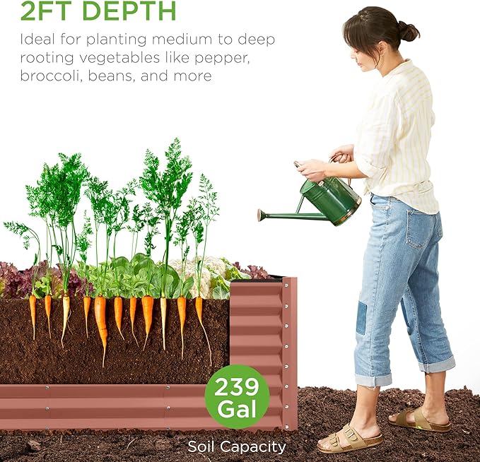 Best Choice Products 8x2x2ft Raised Outdoor Metal Garden Bed, Deep Root Box - Image 4