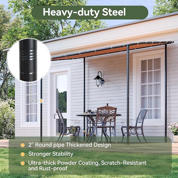 Aoxun 10x6 Lean to Gazebo Outdoor Pergola - Image 5