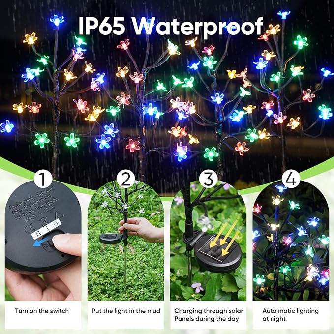 Solar Garden Lights Outdoor, Solar Lights Outdoor Decorative Waterproof - Image 2