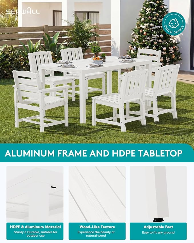 SERWALL 11-Piece Outdoor Dining Set, All Weather HDPE Outdoor Furniture Set - Image 6