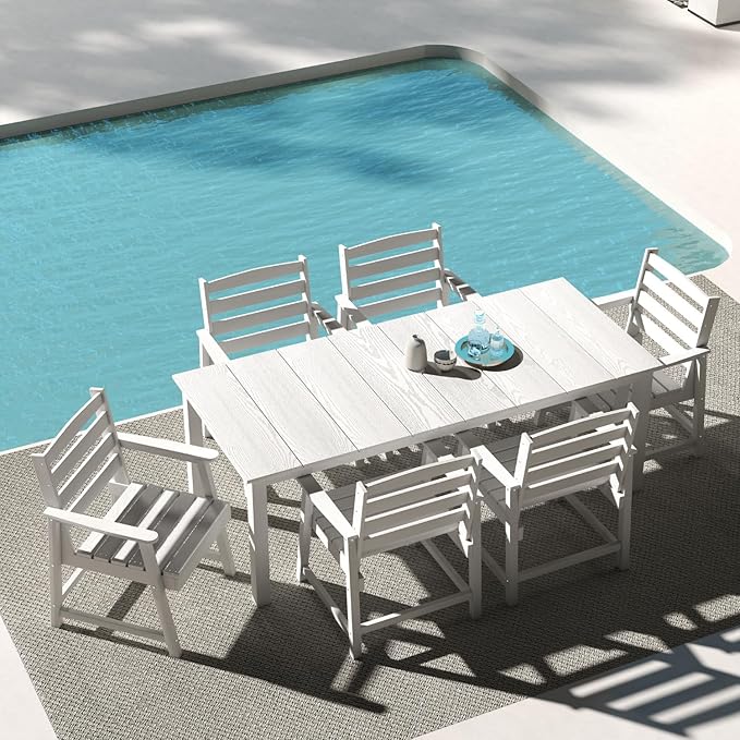 7-Piece White Outdoor Dining Set - Image 9