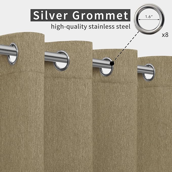 Easy-Going Linen Look Outdoor Curtains Waterproof Windproof Porch Curtains - Image 3