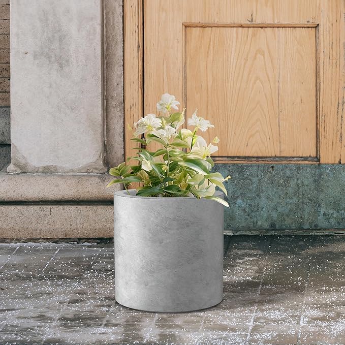 Kante 9.8" Dia Round Concrete Planter, Modern Style Large Cylindrical Plant Pot - Image 3