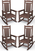KINGYES HDPE Outdoor Rocking Chair Set of 4, All-Weather Poly Patio Rocking by KINGYES