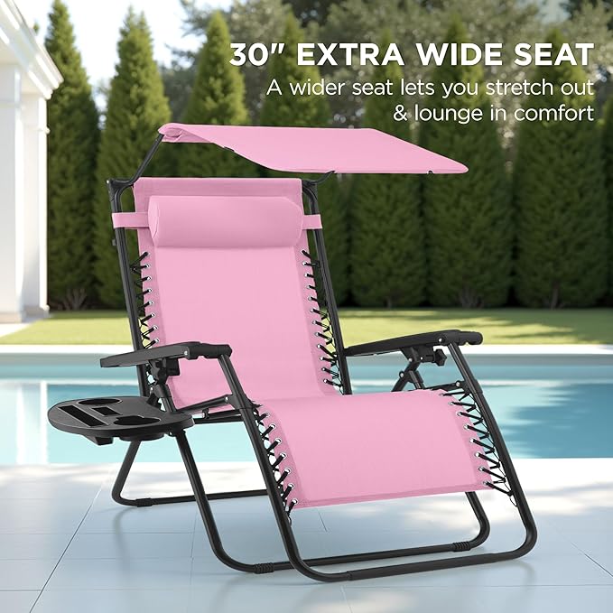 Best Choice Products 30” Wide Folding Zero Gravity Outdoor Recliner Patio - Image 3