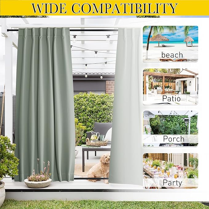 NICETOWN 2 Panels Weighted Outdoor Curtains - Image 8