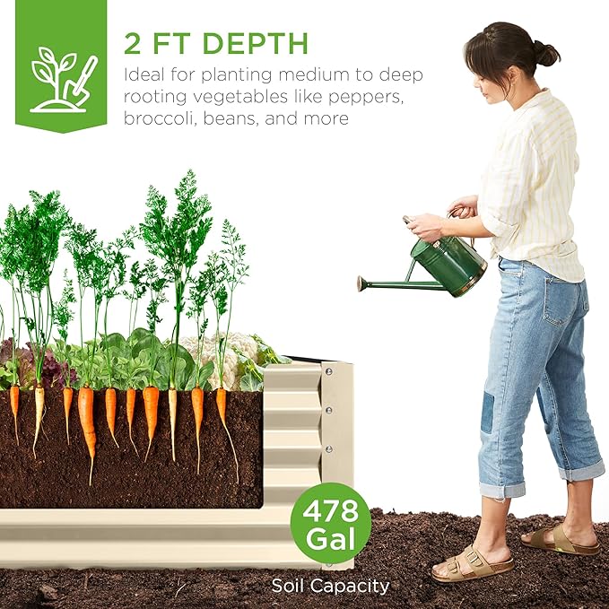 Best Choice Products 8x4x2ft Outdoor Metal Raised Garden Bed, Deep Root Planter - Image 3