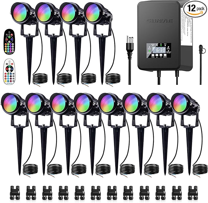 SUNVIE 12 Pack RGBW Color Changing Landscape Lights by SUNVIE