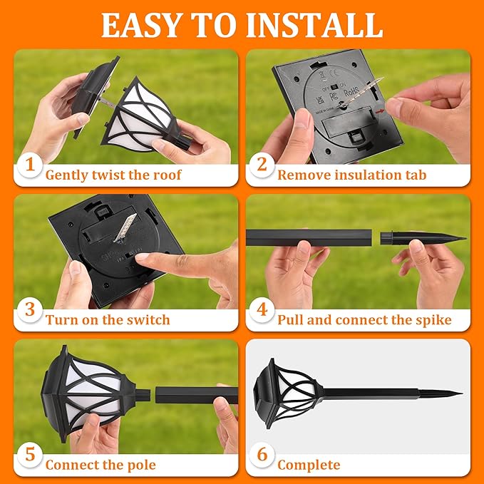 GIGALUMI Solar Lights Outdoor Waterproof, 6 Pack Flickering Flame LED Lights - Image 9