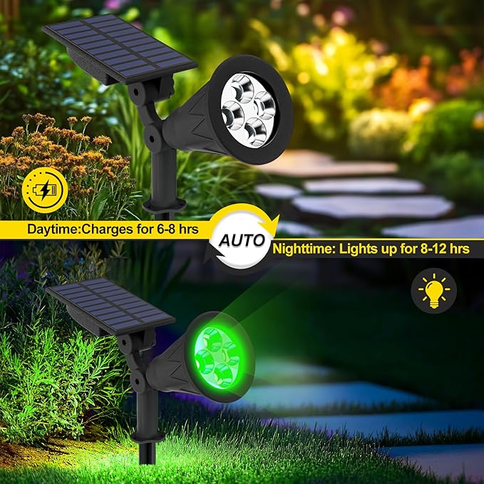 T-SUN Green Solar Spotlights, Auto-ON/Off 180°Angle Adjustable Solar Lights - Image 4
