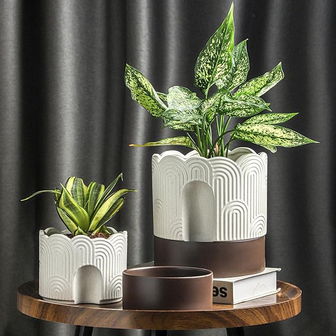 Nihow Self Watering Plant Pot: 8 Inch Ceramic Planter - Image 4