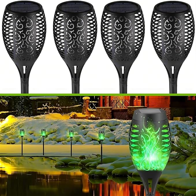 4 Pack Outdoor Solar Flame Light, Solar Lights Outdoor - Image 4