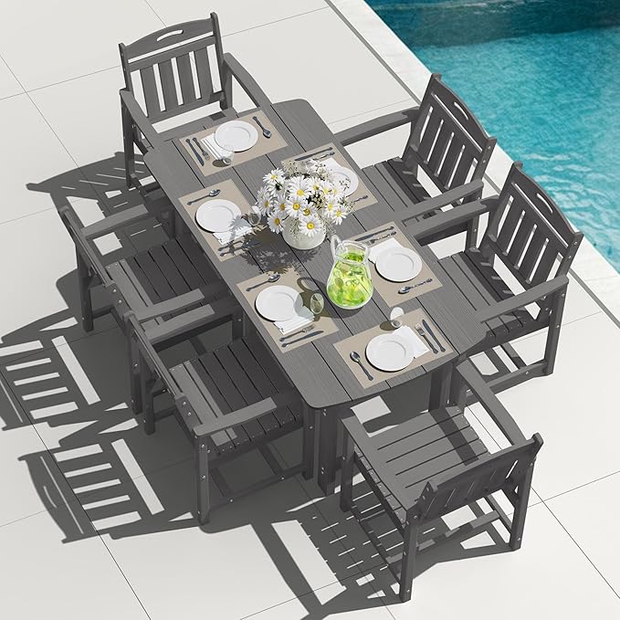 Outdoor Rectangle Dining Table, Heavy-Duty HDPE Table - Image 2