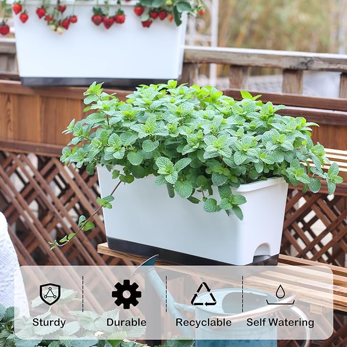 Window Box Planter 6 Pcs, 17 Inches Rectangle Flower Pots - Image 3