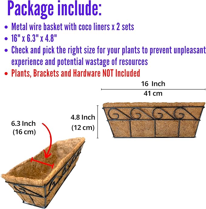 LaLaGreen Wall Planters for Outdoor Plants Window Flower Boxes Basket Attach to - Image 2
