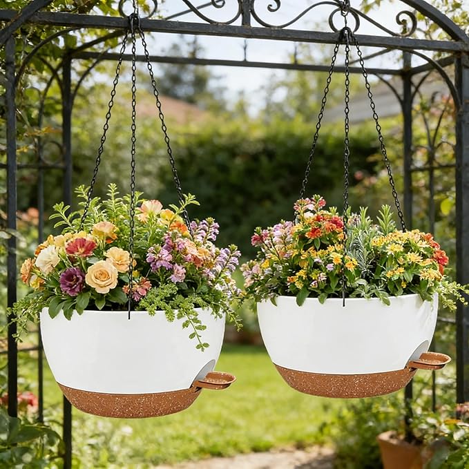2 Pack 12 Inch Self Watering Hanging Planters - Image 2