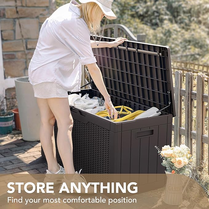Devoko 100 Gallon Waterproof Large Resin Deck Box Indoor Outdoor Lockable - Image 7
