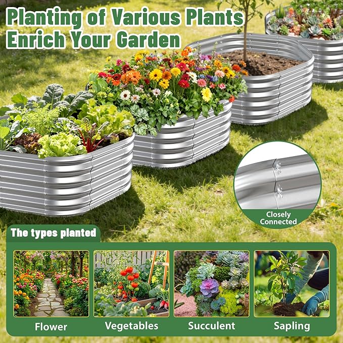 Hexagon Raised Garden Bed, 48 Inch Diagonal & 16.5 Inch Tall, Galvanized Steel - Image 6