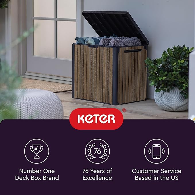 Keter Signature Everwood 30 Gallon Resin Deck Box - Image 10