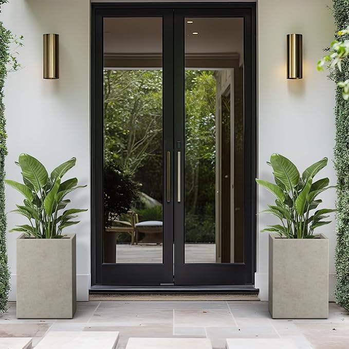 Kante 18.5" H Tall Rectangular Concrete Planters, Outdoor Indoor Lightweight - Image 6
