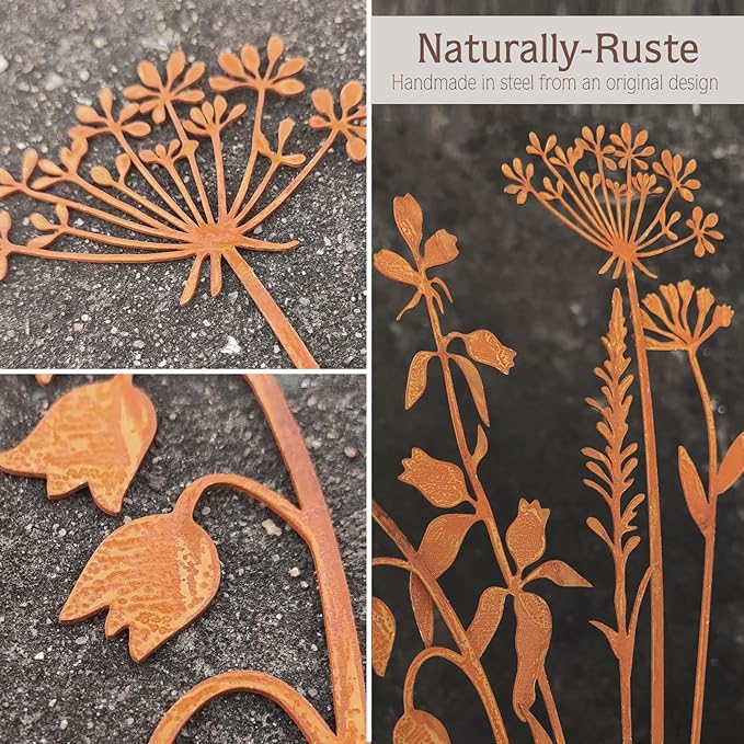 Metal Flowers for Outside, Decorative Garden Stakes, Flower Bed Decor Plant - Image 5