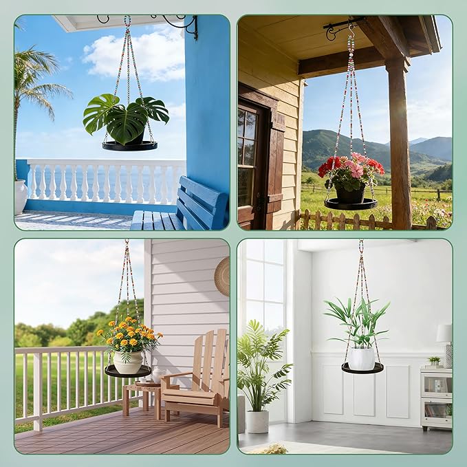 2-Pack Modern Boho Macrame Plant Hanger, 10/11 Inch Metal Hanging Planter Holder - Image 7