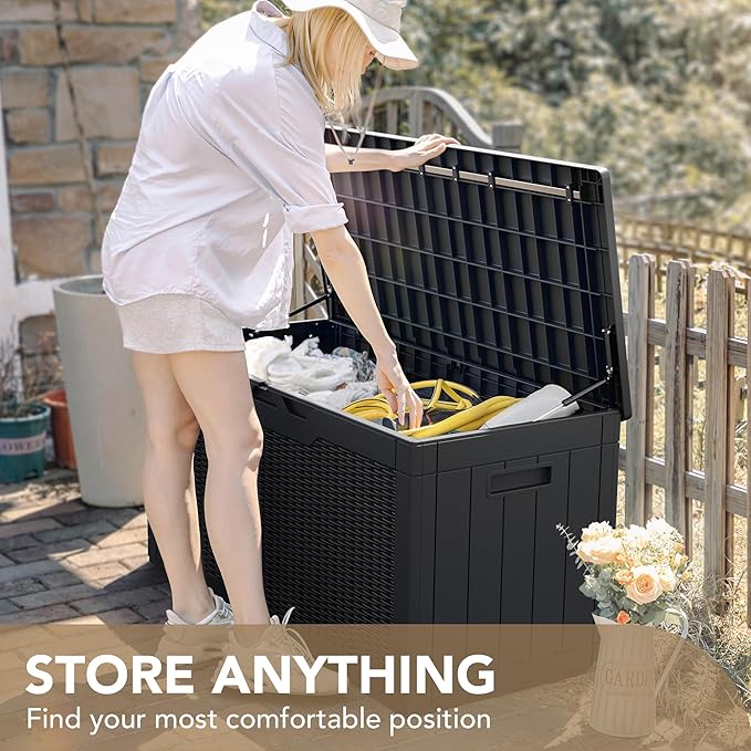 Devoko 100 Gallon Waterproof Large Resin Deck Box Indoor Outdoor Lockable - Image 8