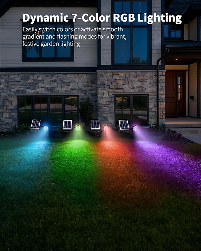 Ofuray Solar Spot Lights Outdoor, RGB Color Changing - Image 4