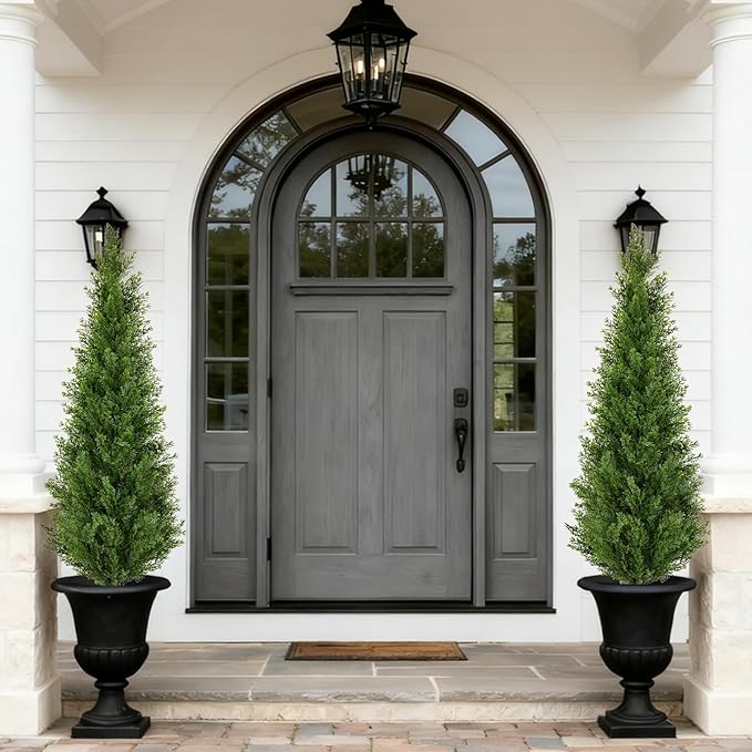 2 Pack 4ft Artificial Cedar Topiary Trees - Image 2
