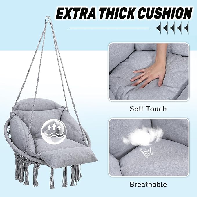 Macrame Hammock Hanging Swinging Chair - Image 2