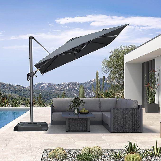 PURPLE LEAF 8 Feet Patio Umbrella Outdoor Cantilever Square Umbrella Aluminum - Image 2