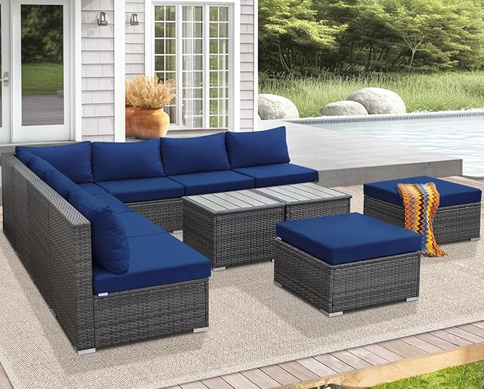 NICESOUL 11 Piece High-End Outdoor Furniture Set, 29.3'' High Back XL Big Size - Image 3
