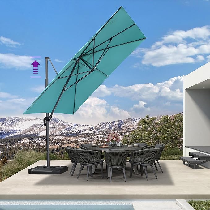 PURPLE LEAF 11.5' X 11.5' Telescopic Patio Umbrella Outdoor Cantilever Umbrella by PURPLELEAF