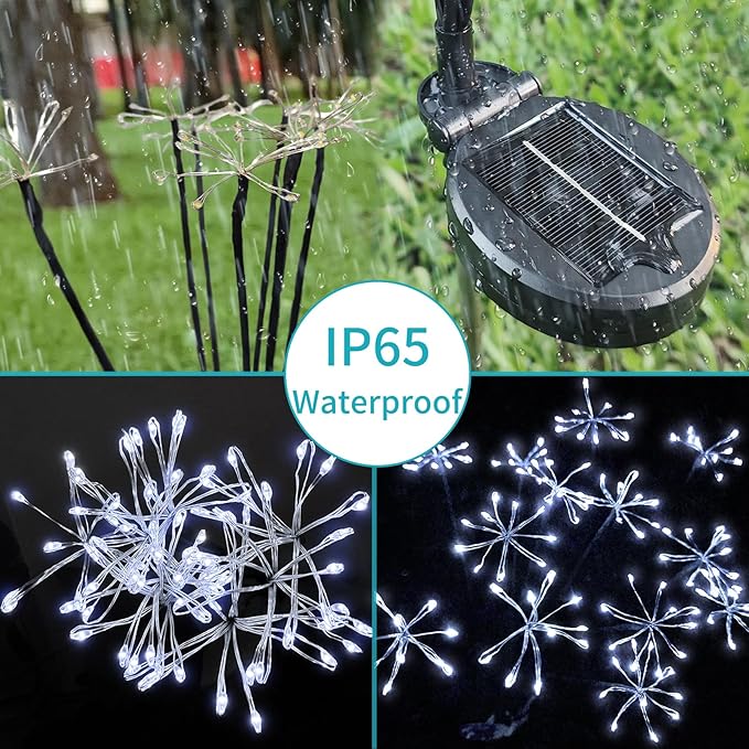 JJGoo Solar Garden Lights, New Upgraded 2 Pack Solar Swaying Starburst Light - Image 4